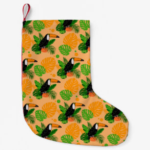 Meia De Natal Pequena Pássaro Tátil Tropical Padrão sem costura