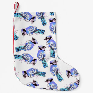 Meia De Natal Pequena Pássaros azuis em aquarela