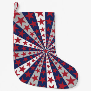 Meia De Natal Pequena Patriótico Sunburst: Trabalho de arte de Bandeira