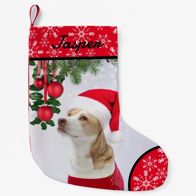 Meia De Natal Pequena Paw Snowflake Pet Christmas Stocks (Frente)