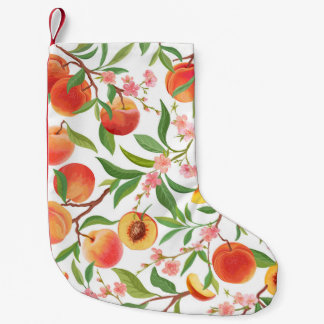 Meia De Natal Pequena Peach Tropical Fruta Vintage Pattern.