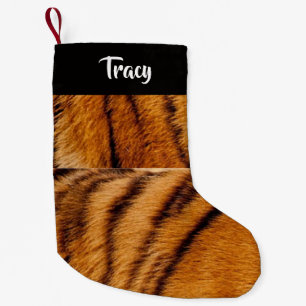 Meia De Natal Pequena Pele do tigre de nome personalizado 