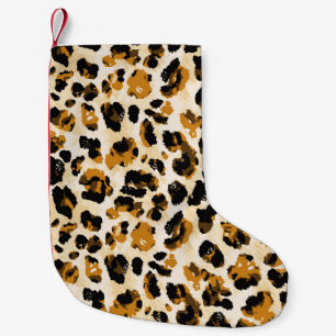 Meia De Natal Pequena Pele-leopardo de aquarela, gradiente de coloração 