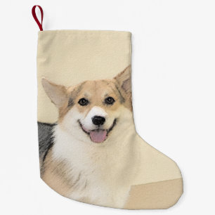 Meia De Natal Pequena Pembroke Welsh Corgi - Pintura Original para Cacho