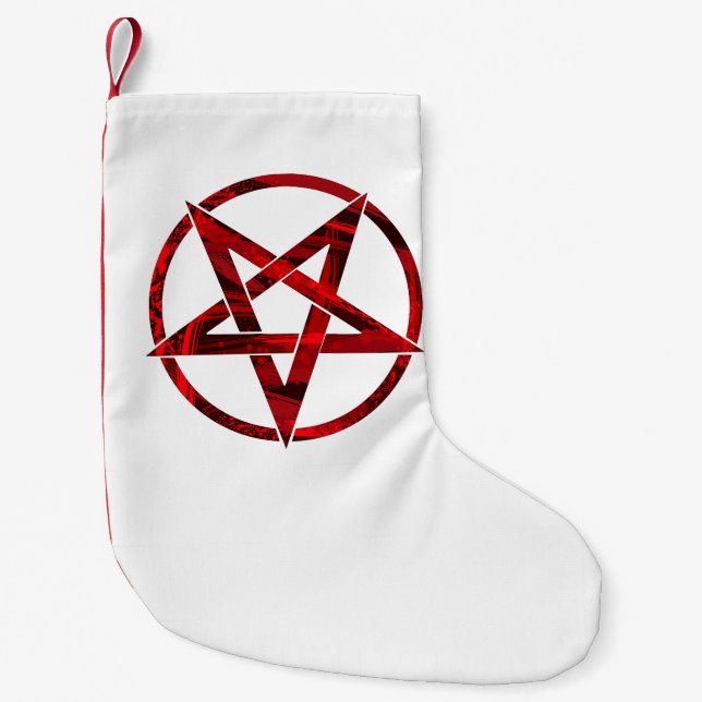 Meia De Natal Pequena Pentagrama do diabo vermelho (Frente)