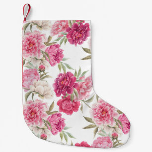 Meia De Natal Pequena Peônias de cor-de-água rosa: Elegância Floral