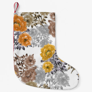 Meia De Natal Pequena Peony Floral Watercolor Branco Fundo