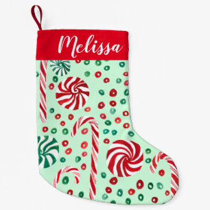 Meia De Natal Pequena Peppermint Candy Cane Christmas Sweets CUSTOM