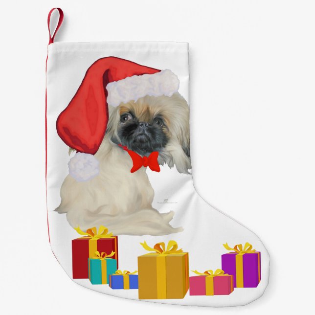 Meia De Natal Pequena Pequenos Papais noeis Pekingese (Frente)