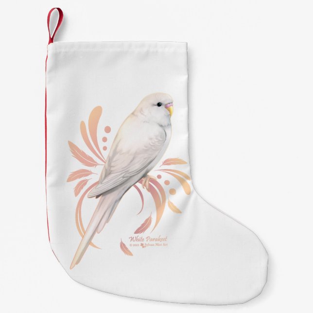Meia De Natal Pequena Periquito Branco (Frente)