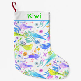 Meia De Natal Pequena Periquitos de Ortografia Navegável Whimsical