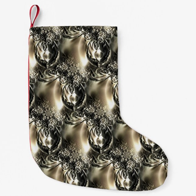Meia De Natal Pequena Pérolas Douradas (Frente)