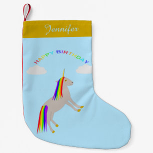 Meia De Natal Pequena Personalização de Fantasy Birthday Unicórn Rain