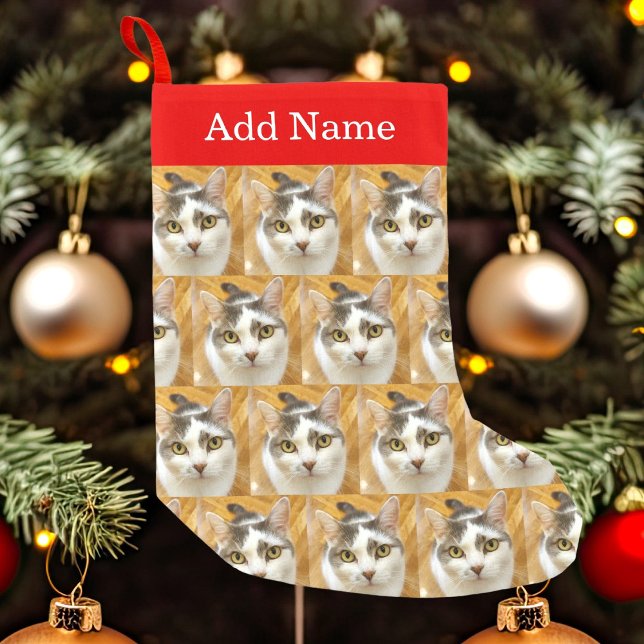 Meia De Natal Pequena Personalização de Foto e Nome de Pet Personalizado (Criador carregado)