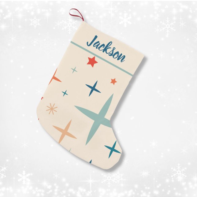 Meia De Natal Pequena Personalizado do Sparkle de Natal Retroativo (Retro Christmas Sparkle Custom Small Christmas Stocking
)