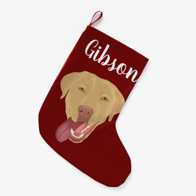 Meia De Natal Pequena Personalizado Dudley Labrador (Frente (Pendurada))