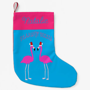 Meia De Natal Pequena Personalizado Flamingos Flamingo Belles de Natal