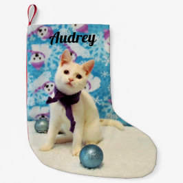 Meia De Natal Pequena Personalizado - O Natal da Audrey (Cat)