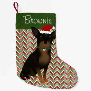 Meia De Natal Pequena Personalizado Tan & Black Chihuahua