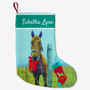 Meia De Natal Pequena Personalizar arco vermelho de cavalo castanho esto