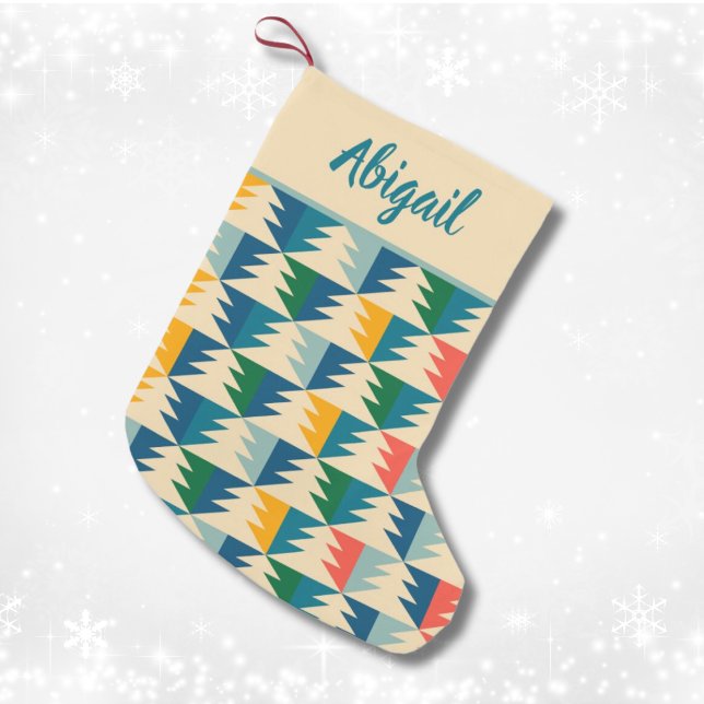 Meia De Natal Pequena Personalizar Árvore de Natal Retroativa (Retro Christmas Tree Custom Small Stocking)