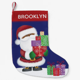 Meia De Natal Pequena Personalizar Papais noeis Afro-Americanos