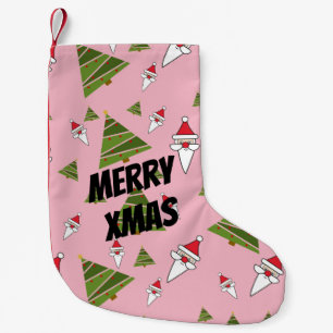 Meia De Natal Pequena Personalizar Papais noeis e Árvore de Natal