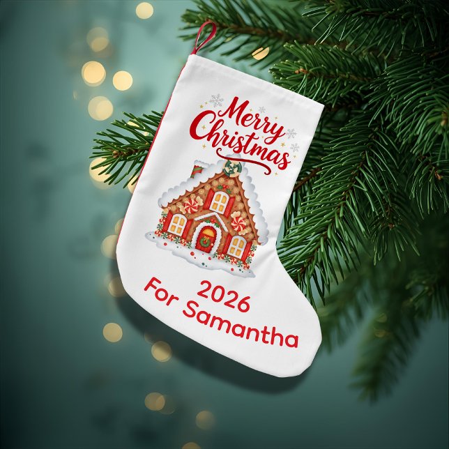Meia De Natal Pequena Personalized 2026 Christmas House Stocking  (Criador carregado)