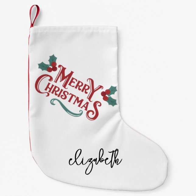 Meia De Natal Pequena Personalized Christmas Stocking|Custom Decoration  (Frente)