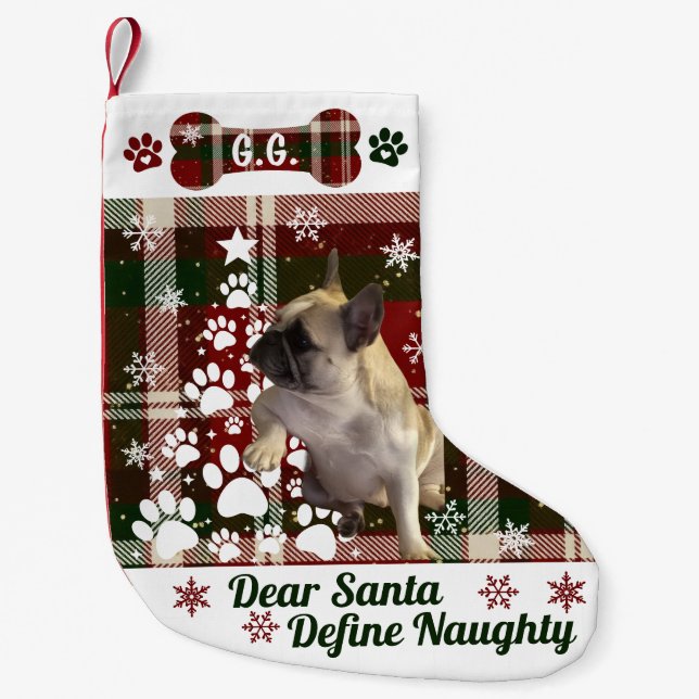 Meia De Natal Pequena Personalized Dog, Cat, Animal Christmas Stocking (Frente)