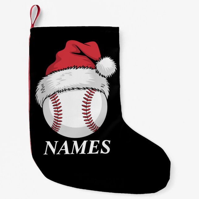 Meia De Natal Pequena Personalized Name Christmas Baseball Santa Hat (Frente)
