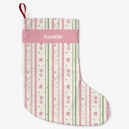 Meia De Natal Pequena Personalized Pink Coquette Auntie Holiday