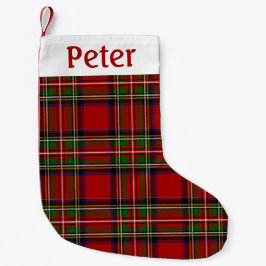 Meia De Natal Pequena Personalized Red Tartan Christmas Stocking 