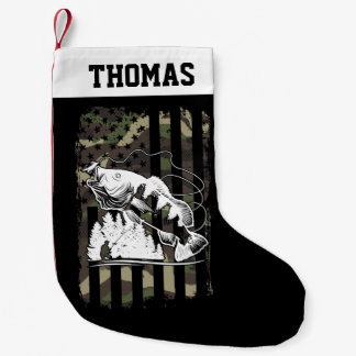 Meia De Natal Pequena Pesca personalizada de latas USA Pavilhão desporti