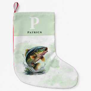 Meia De Natal Pequena Pescador Personalizado De Peixes De Bass
