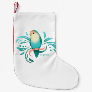 Meia De Natal Pequena Pêssego Azul Rosto Virado