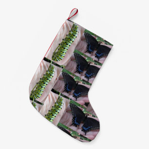Meia De Natal Pequena Pestanejo de gato e borboleta-de-Natal preto