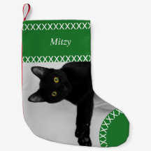 Pet Black Cat personalizado verde de Natal
