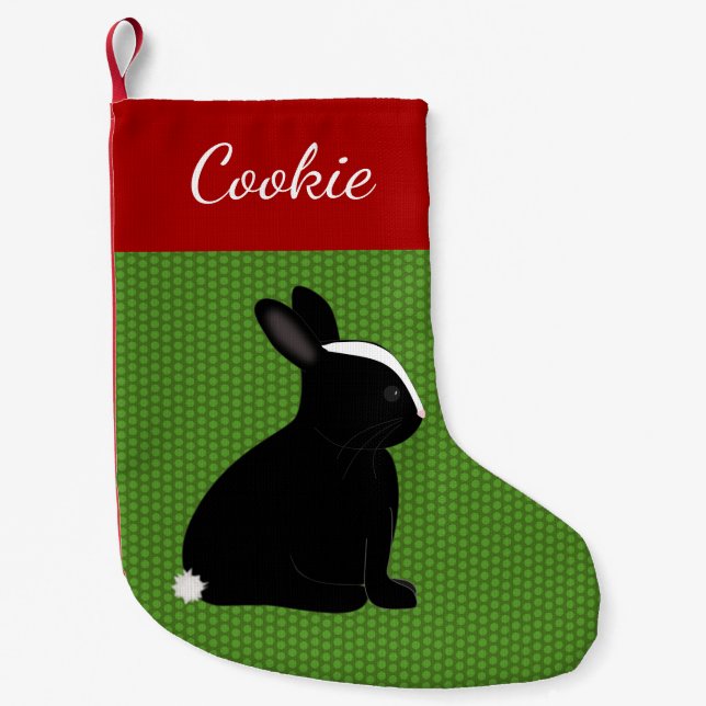 Meia De Natal Pequena Pet Black Rabbit Personalizado Natal (Frente)