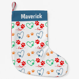 Meia De Natal Pequena Pet Dog Paw Print Personalizado