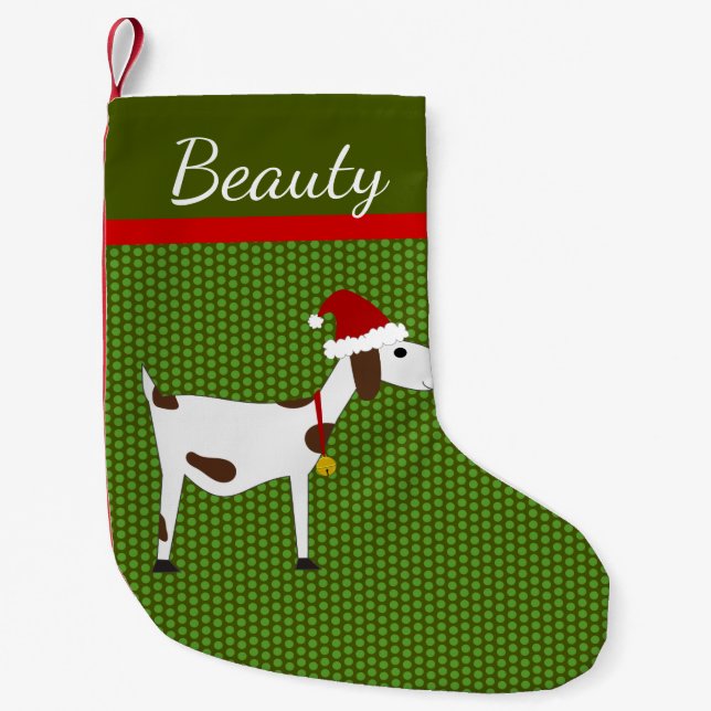 Meia De Natal Pequena Pet Goat Christmas Stocks (Frente)