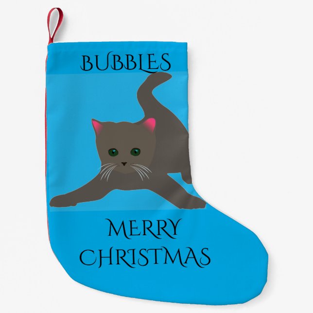Meia De Natal Pequena Pet natal com nome personalizado. GATO (Frente)