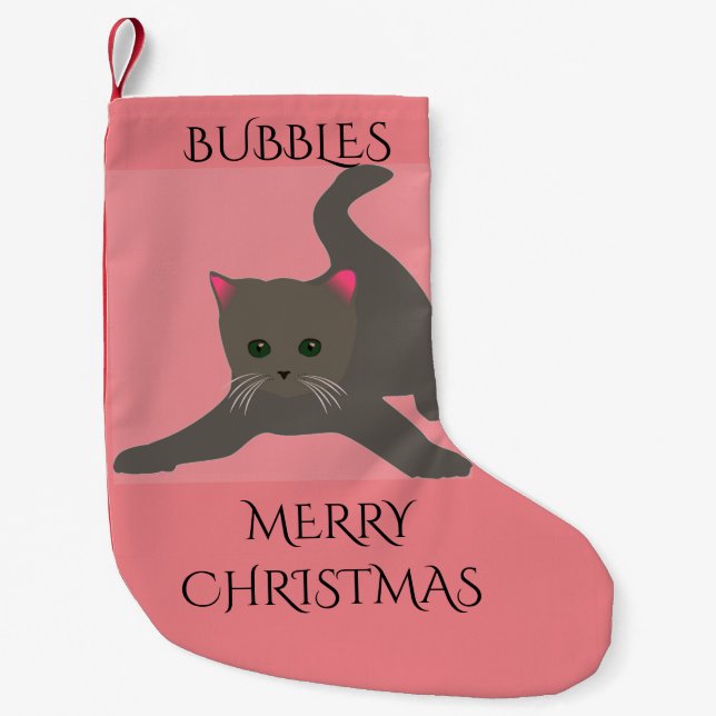 Meia De Natal Pequena Pet Natal com nome personalizado.GATO (Frente)