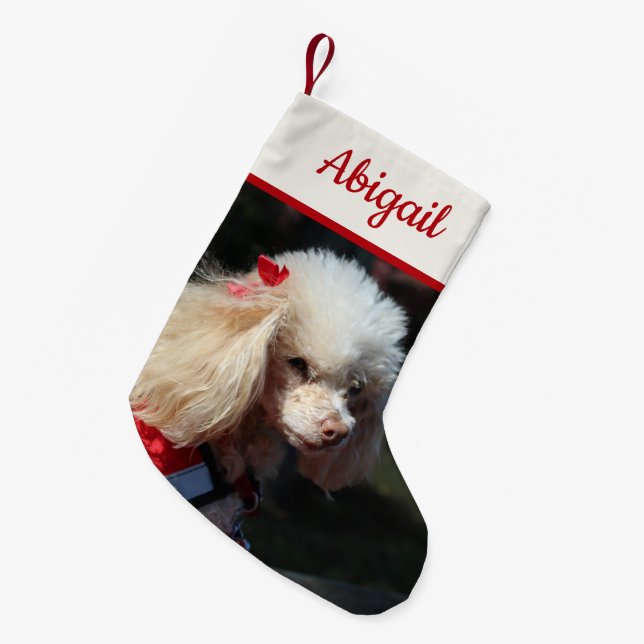 Meia De Natal Pequena Pet Photo Reversible Personalizado (Frente (Pendurada))