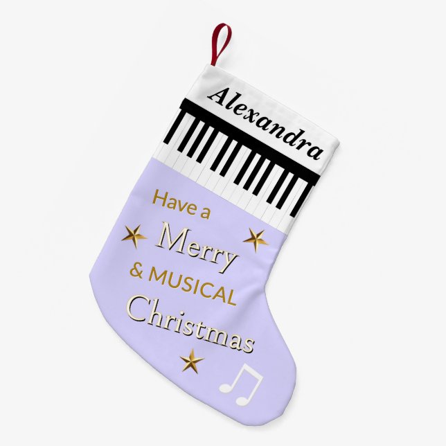 Meia De Natal Pequena Piano Keys Música Considerada Bonito Lilac Persona (Frente (Pendurada))
