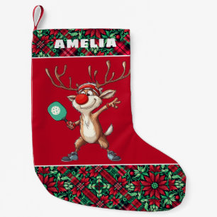 Meia De Natal Pequena Pickleball 🎄 Feliz Natal, texto personalizado