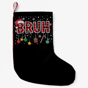 Meia De Natal Pequena Pijama Xmas de Xadrez Vermelho Natal Engraçado Bru