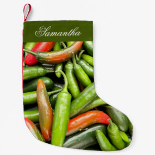 Meia De Natal Pequena Pilha De Pimentos Espicosos Verdes