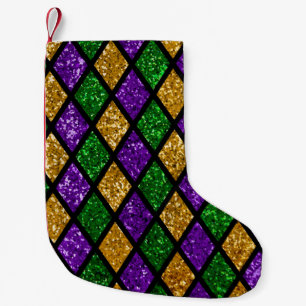 Meia De Natal Pequena Pillett brilhante, roxo e ouro