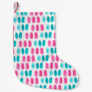 Meia De Natal Pequena Pincéis cor-de-rosa azul. padrão de pintura abst